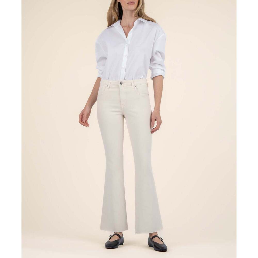 Kut from the Kloth Stella High Rise Flare Size 1010 / Ecru